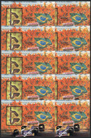 BRAZIL: Sc.2130, Car Racing, 10 MNH Souvenir Sheets, Excellent Quality, Catalog Value US$75. - Sonstige & Ohne Zuordnung