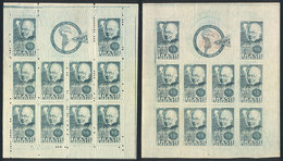 BRAZIL: Yvert 1, 1938 Rio Philatelic Exposition (Rowland Hill), Normal Souvenir Sheet (imperforate) + With Variety (PERF - Andere & Zonder Classificatie