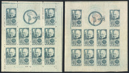 BRAZIL: Yvert 1, 1938 Rio Philatelic Exposition (Rowland Hill), Normal Souvenir Sheet (imperforate) + With Variety (PERF - Other & Unclassified