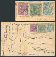 BRAZIL: Postcard Sent From Rio To Germany On 8/AU/1923 With Interesting Postage Of 200Rs. That Includes TWIN VALUES Of 5 - Andere & Zonder Classificatie