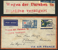 BRAZIL: Cover Sent From Santos To Germany On 25/NO/1935, With Very Interesting Red Mark Applied In Germany: "Wegen Der U - Andere & Zonder Classificatie