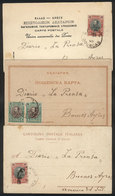 BULGARIA: 3 PCs Sent In 1906 From BOURCAS To Argentina Franked With 10s. (Sc.60 In Pair Or Sc.73), Fine To VF Quality, R - Other & Unclassified