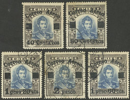 CHILE: Sc.C1/C5, 1927 Complete Set Of 5 Values, Used, The Low Value With Defect, The Rest Of Fine Quality! - Chili