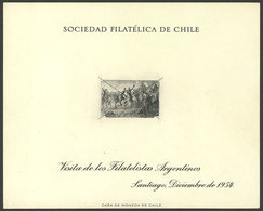 CHILE: Souvenir Sheet Issued In 1954 Commemorating The Visit Of Argentine Philatelists, Very Nice! - Chili
