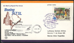 CHILE: 11/AP/1980 Santiago - Buenos Aires: Lufthansa First Flight Via Boeing 747SL Airplane, VF Quality! - Cile