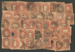 CHILE: 44 Used Colon/Columbus Stamps, Completely UNCHECKED, Perfect Lot To Look For Varieties! - Cile