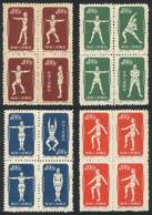 CHINA: Sc.141/144, 1952 Gymnastics, The First 4 Blocks Of 4 Of The Set, Mint Never Hinged, Very Fine Quality! - Other & Unclassified