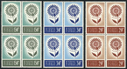 CYPRUS: Yvert 232/234, 1964 Topic Europa, MNH Blocks Of 4, Excellent Quality, Catalog Value Euros 240. - Other & Unclassified