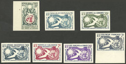 FRENCH COLONIES: Human Rights Declaration: 7 IMPERFORATE Stamps Of Different Colonies, MNH And Of Excellent Quality. It  - Andere & Zonder Classificatie