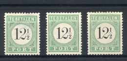 CURAZAO: Yv.4, 1889 12½c., Types I, II And III, With Light Thin Spots On Back Otherwise Superb, Ex-Lowey, Rare, Catalog  - Curaçao, Nederlandse Antillen, Aruba