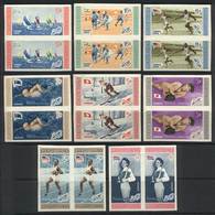 DOMINICAN REPUBLIC: Yvert 504/8 + A.129/31, 1958 Melbourne Olympic Games, Compl. Set Of 8 Values In IMPERFORATE PAIRS, V - Dominican Republic