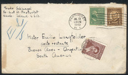 UNITED STATES: Cover Sent From Rhode Island To Poste Restante (Buenos Aires) On 13/JUL/1940, With Argentina Stamp Of 10c - Marcofilia