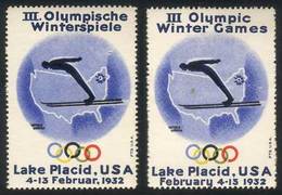 UNITED STATES: 2 Cinderellas Of 1932: Lake Placid Olympic Winter Games, VF Quality! - Andere & Zonder Classificatie