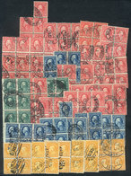 UNITED STATES: 31 Blocks Of 4 Or Larger Of Old Used Stamps, VF General Quality, Very Interesting Lot For The Specialist! - Otros & Sin Clasificación