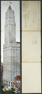 UNITED STATES: NEW YORK: TRIPLE Postcard With View Of The Woolworth Building, Sent To Argentina On 13/JUL/1915, Very Nic - Otros & Sin Clasificación