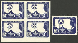 PHILIPPINES: Yvert 451a, 1957 Scouts, IMPERFORATE Block Of 4, MNH, VF Quality. We Also Include A Perforated Example - Philippines