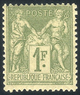 FRANCE: Yv.82, 1876/8 Peace And Commerce 1Fr. Light Olive Type II, Absolutely Fresh, With Intact Full Original Gum As Wh - Other & Unclassified