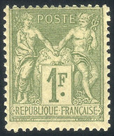 FRANCE: Yv.82, 1876/8 Peace And Commerce 1Fr. Light Olive Type II, Absolutely Fresh, With Intact Full Original Gum As Wh - Altri & Non Classificati