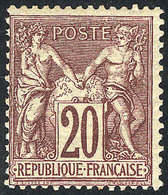 FRANCE: Yvert 67, 1876/8 20c. Lilac-chestnut Type I, Mint With Full Original Gum, VF Quality, Catalog Value Euros 825. - Other & Unclassified