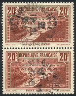 FRANCE: Yvert 262f, 20Fr. Pont Du Gard, Vertical Pair Joining Types IIA And IIB, VF Quality, Catalog Value Euros 305. - Other & Unclassified