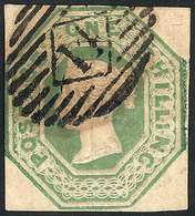 GREAT BRITAIN: Sc.5a, 1847 1sh. Green, Used, With Minor Defect On Reverse (small Thin), Very Good Front, Nice Color, Cat - Altri & Non Classificati