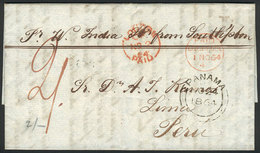 GREAT BRITAIN: Entire Letter Sent From Liverpool To Lima On 1/NO/1864, With Manuscrip "2/" Due Mark, "PAID LIVERPOOL" In - Otros & Sin Clasificación