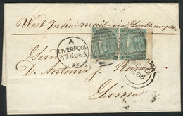 GREAT BRITAIN: Entire Letter Sent From Liverpool To Lima On 17/NO/1865 Franked With Pair Sc.48 And Duplex Cancel "466",  - Andere & Zonder Classificatie