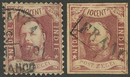 NETHERLANDS INDIES: Sc.1/2, 1864 And 1868 10c. Imperforate And Perforated, Used, Very Nice! - Niederländisch-Indien