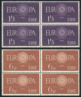 IRELAND: Yvert 146/147, 1960 Topic Europa, MNH Blocks Of 4, Excellent Quality, Catalog Value Euros 200. - Andere & Zonder Classificatie