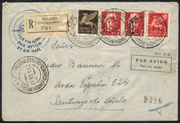 ITALY: Registered Airmail Cover Sent From Milano To Santiago De Chile On 23/JUN/1939 Franked With 14.50L., Excellent Qua - Zonder Classificatie