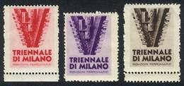 ITALY: 3 Cinderellas Of The Triennale Di Milano Fair, VF Quality! - Non Classificati