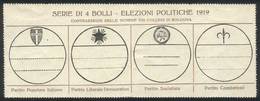 ITALY: Large Cinderella (170 X 65 Mm), Gummed, "Serie Di 4 Bolli - Elezioni Politiche 1919", VF Quality, Rare!" - Unclassified