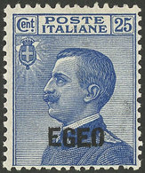 ITALY - EGEO: Sc.1, 1912 25c. Blue, Mint Full Original Gum With Very Light Hinge Mark, Excellent! - Egeo