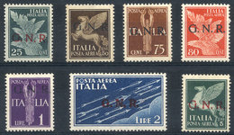 ITALY - SOCIAL REPUBLIC: Sa.117/123, 1944 25c. To 5L. Overprinted G.N.R., Verona Printing (the 50c. And 1L. Values Of Br - Other & Unclassified