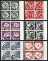 MONACO: Yvert 386/91 + A.51/4, 1953 Helsinki Olympic Games, Compl. Set Of 10 Values In BLOCKS OF 4, Superb! - Other & Unclassified