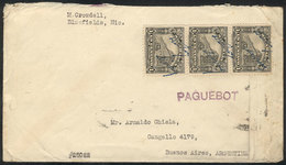 NICARAGUA - BLUEFIELDS: Cover Sent From Bluefields To Argentina Franked With 3c. (Sc.513 Strip Of 3) With Overprinted Co - Nicaragua