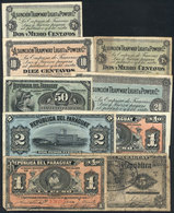 PARAGUAY: Interesting Group Of 9 Very Old Banknotes, Some Very Used And Others Of Excellent Quality, All Signed And Genu - Paraguay