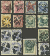 PERU: Sc.21 + Other Values, 15 Stamps With Attractive Mute Cancels, Most Of Very Fine Quality, The Expert Will Surely Fi - Pérou