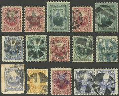 PERU: Sc.21 + Other Values, 15 Stamps With Attractive Mute Cancels, Most Of Very Fine Quality, The Expert Will Surely Fi - Pérou