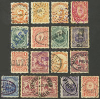 PERU: Sc.105 + Other Values, 17 Examples With Nice And Interesting Cancels, VF General Quality, Good Opportunity For The - Perù