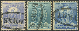 PERU: Sc.141 + Other Values, 3 Stamps With Double Ellipse LOMAS Cancel, VF Quality! - Perú