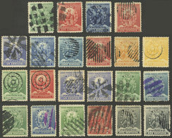 PERU: Sc.141 + Other Values, 22 Stamps With Attractive Mute Cancels, VF Quality, Very Interesting Lot For The Specialist - Perù