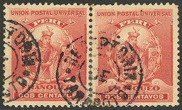 PERU: Sc.144, Re-joined Pair With Complete "RECEPTORIA DE TARAPOTO" Cancel, VF, Rare!" - Peru