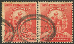 PERU: Sc.144, Re-joined Pair With Double Oval "CELENDIN" Cancel, VF Quality, Rare!" - Peru