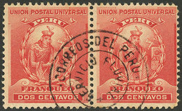 PERU: Sc.144, Pair With Double Circle "SERVICIO FLUVIAL" Cancel, VF Quality, Rare!" - Perú