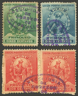 PERU: Sc.144 + Other Values, 4 Stamps With CHORRILLOS Cancel, One With Minor Faults, Rare! - Pérou