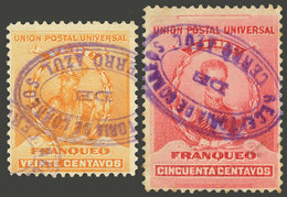 PERU: Sc.150 + 151, Both With Violet "RECEPTORIA DE CERRO AZUL" Cancels, VF!" - Peru