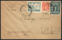 PERU: 17/OC/1928 Airmail Cover IQUITOS - Lima, CHANGE OF RATE Of The Airmail Charge, From 1/AU It Was Reduced To 50c., O - Peru