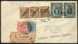 PERU: 31/JA/1929 First Flight Lima - Guayaquil, Registered Cover Sent To New York, On Back It Bears The Rare Airmail "Ta - Perú