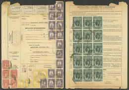 PERU: Dispatch Note For 3 Parcels Sent From Lima To USA On 11/MAR/1930 With Spectacular Postage Of 17S., With Some Defec - Perú